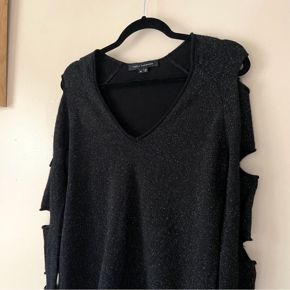 Skull Cashmere• Tyrone Cutout Slit Sleeve Sweater in Black silver - Picture 6 of 13